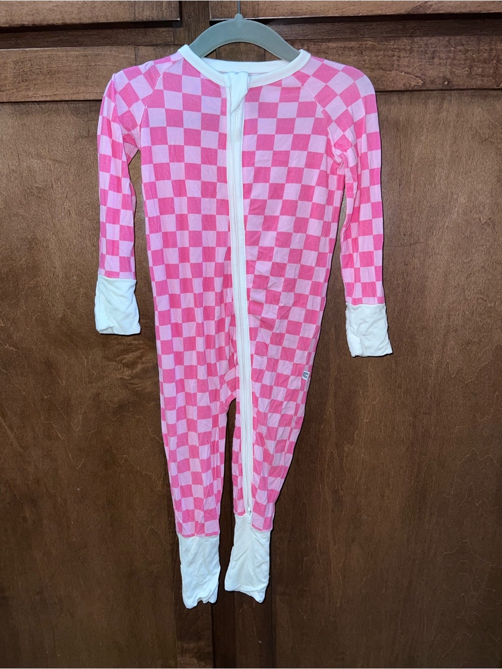 Rainbow + Co Bamboo Pink Checkered Zipper Romper